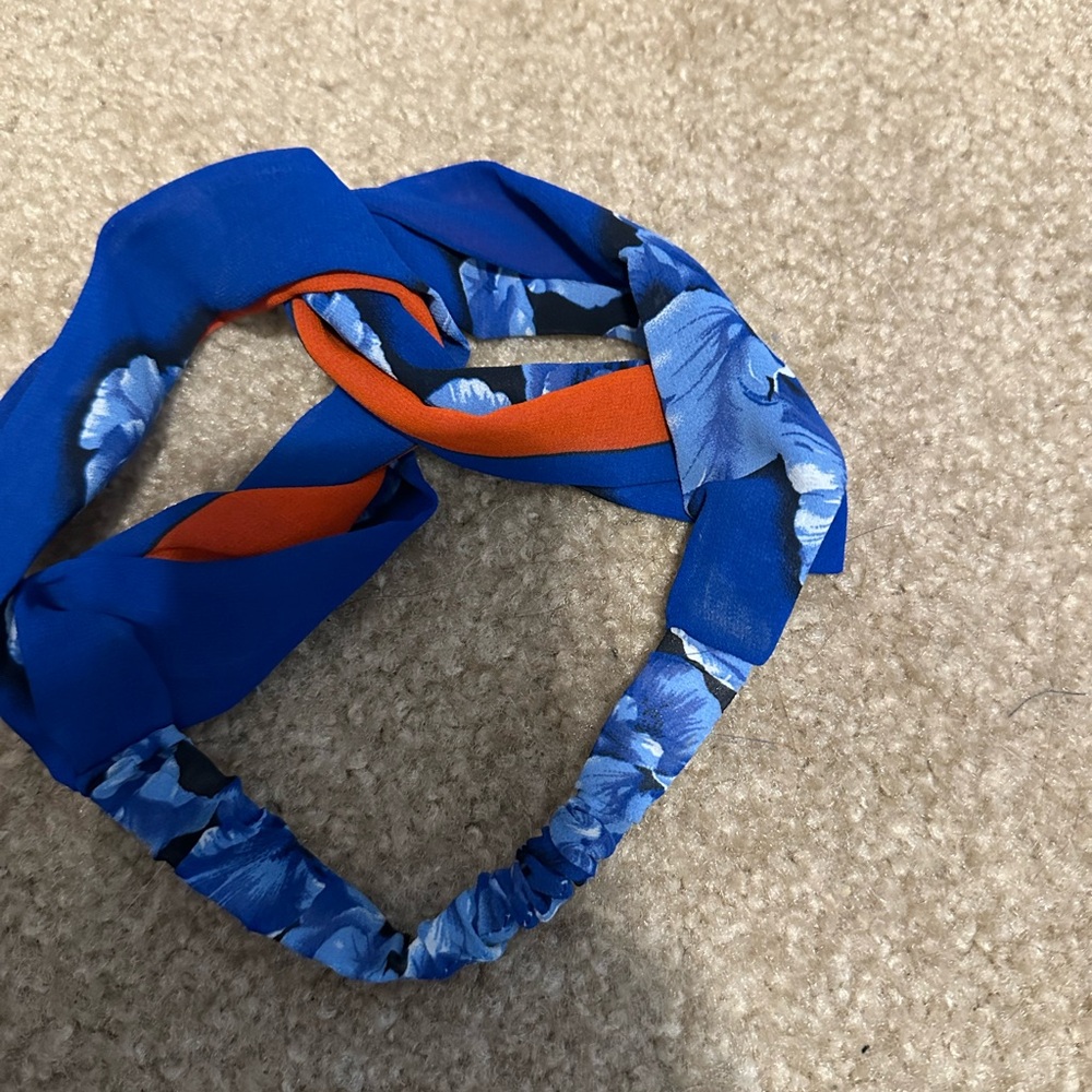 Blue and Red Floral Headband